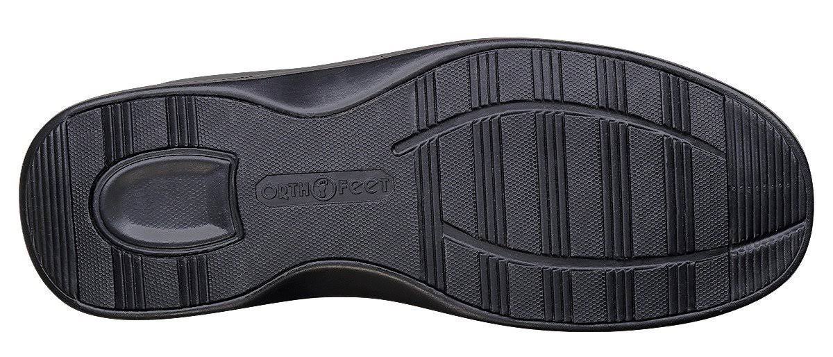 Black Leather OrthoFeet Shoes J1811