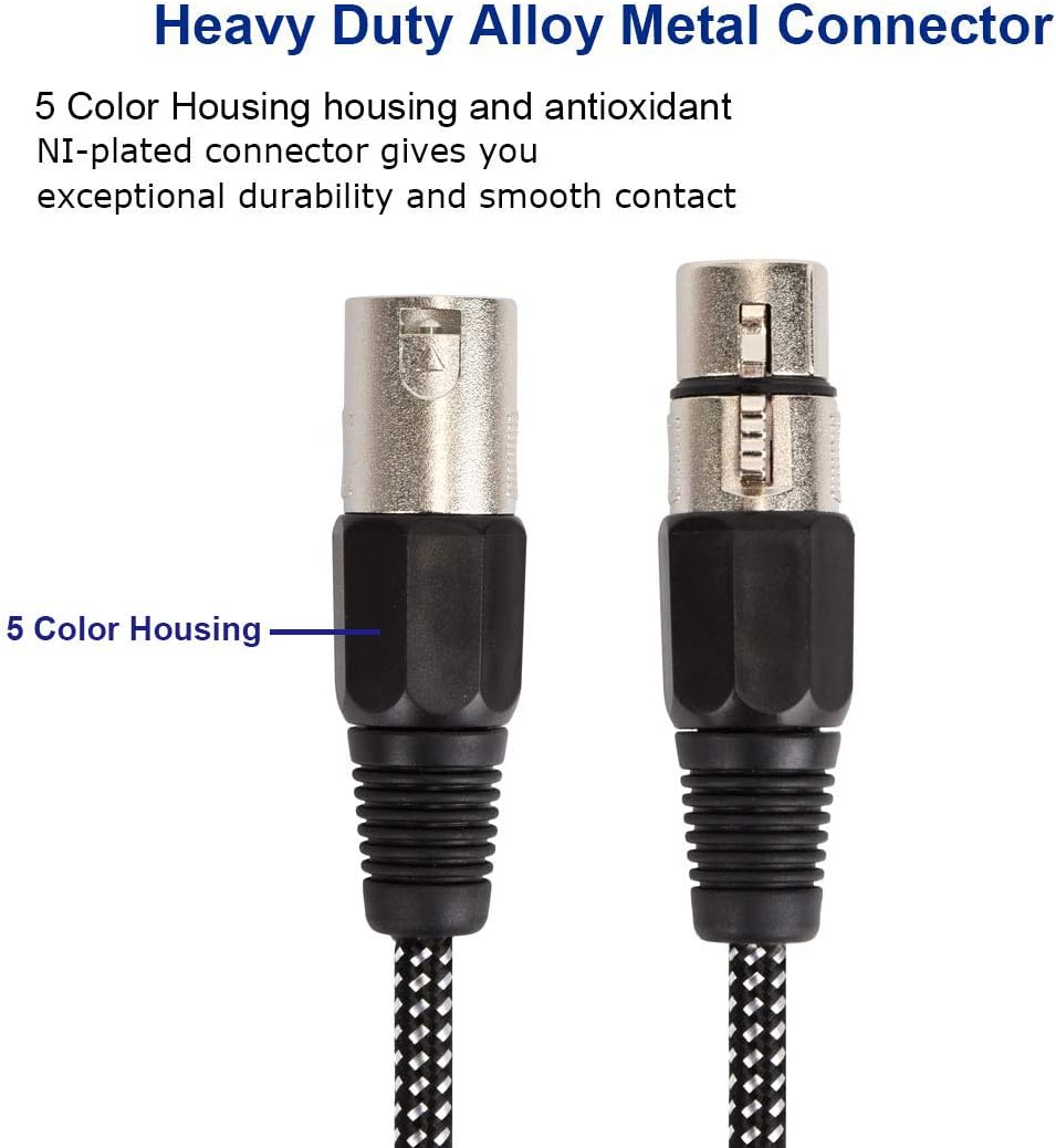 20 FT Colored Nylon Braided Balanced XLR Microphone Cable E1278