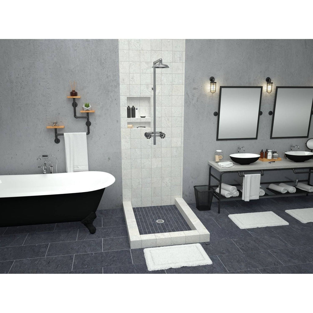 Triple Curb Shower Pan with Center Drain D138