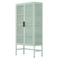 Mint green Double Glass Door Adjustable Shelves Cold-Rolled Steel Storage Cabinet N931914