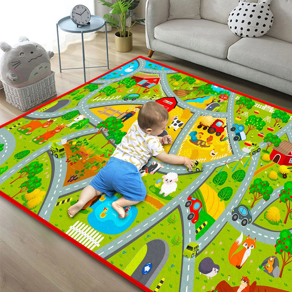 Farm Rug Play Mat with 4 Toy Cars Y316