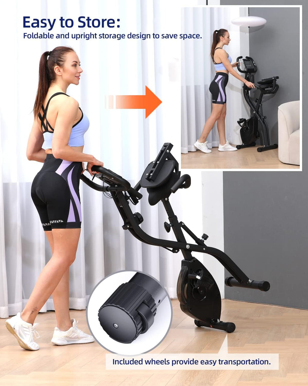 Folding Indoor Cycling Bike with 16 Level Magnetic Resistance J83804