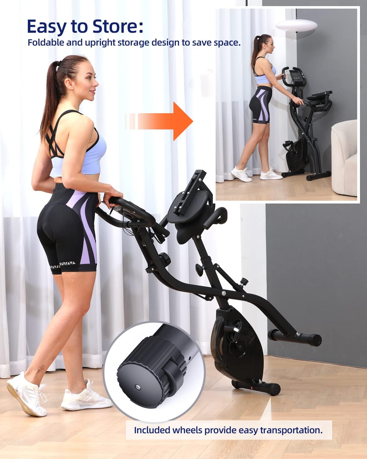 Folding Indoor Cycling Bike with 16 Level Magnetic Resistance J83804