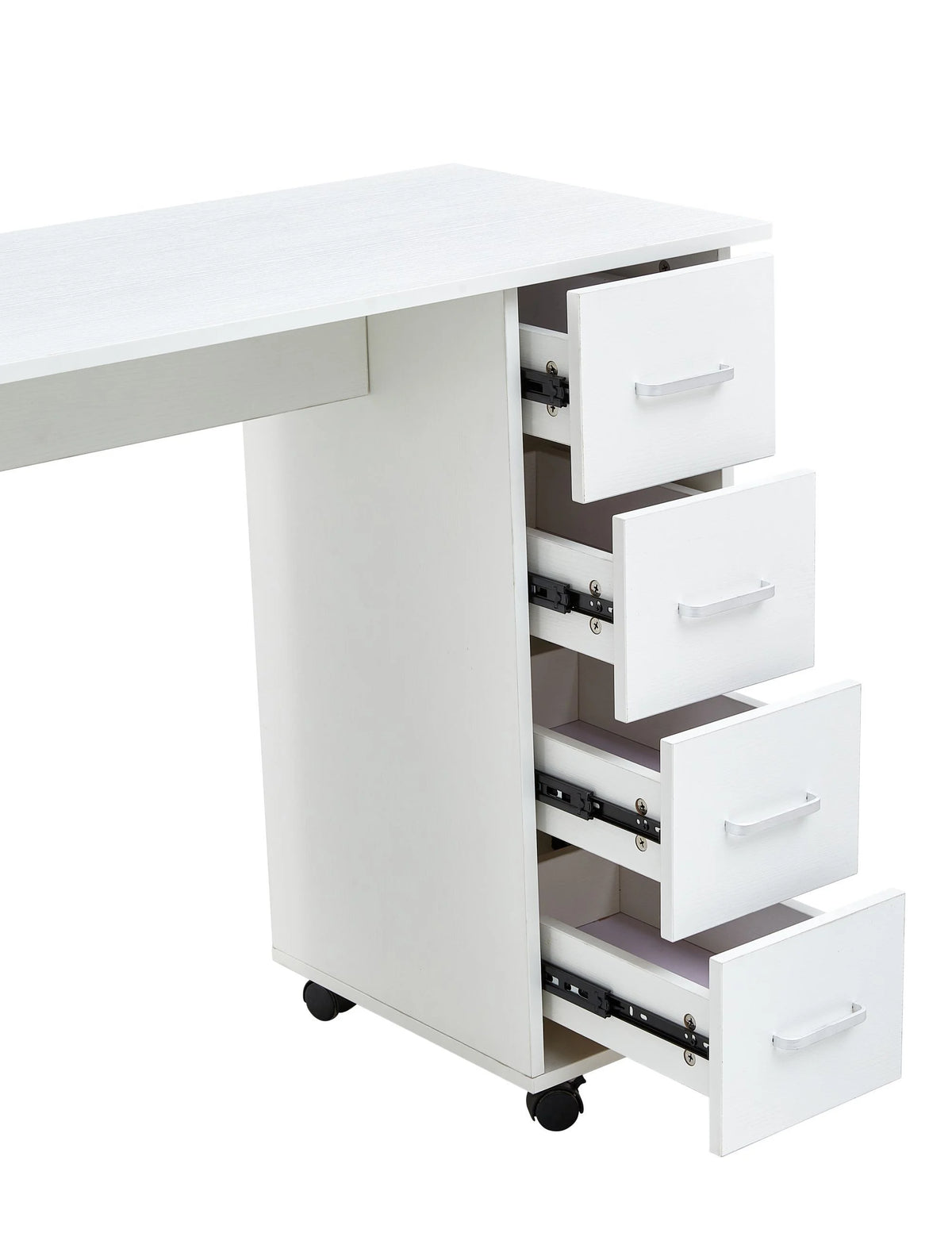 White Computer Desk with Drawers and Locker X290