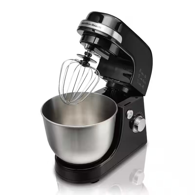 Black 4 qt. 7-speed Stand Mixer with Dough Hook, Whisk and Flat Beater Attachments U2040