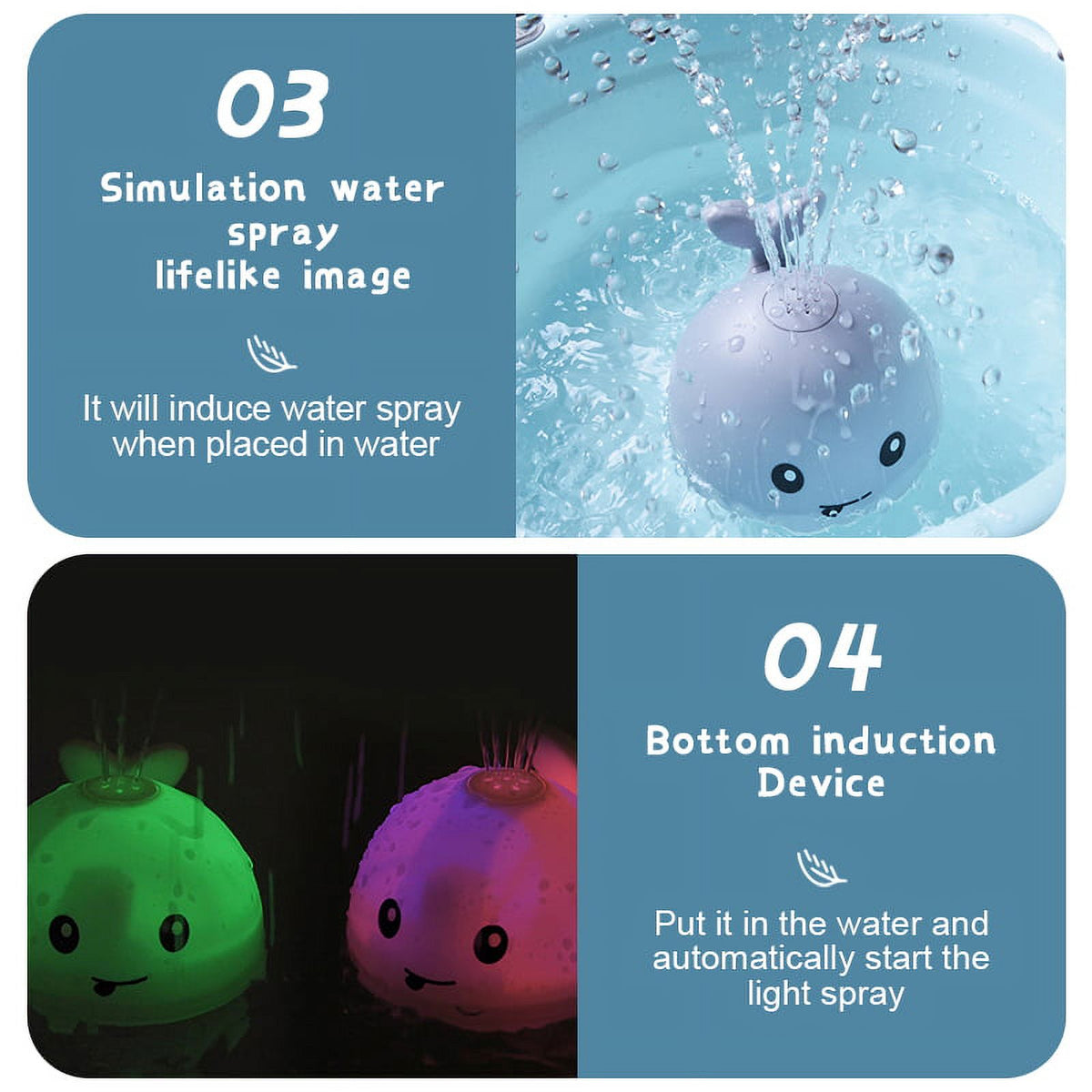 Baby Bath Toys Light up Whale Spray Sprinkler Bathtub Toy O9022
