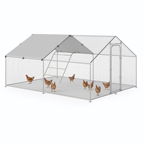 Large Metal Walk-in Chicken Coop with Cover S716547