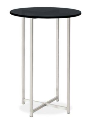 Modern Classic Round End Table in Stainless Steel with Smoke Tempered Glass Top G30434