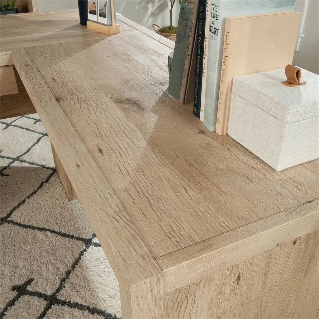 L-Shaped Engineered Wood Home Office Desk in Prime Oak A237117
