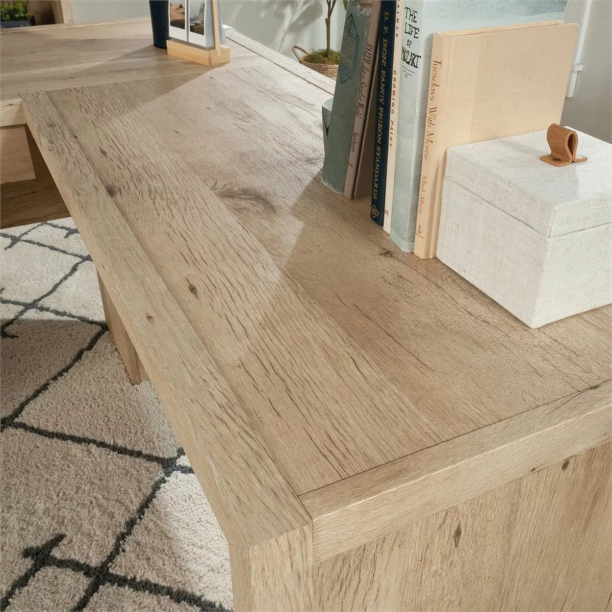 L-Shaped Engineered Wood Home Office Desk in Prime Oak A237117