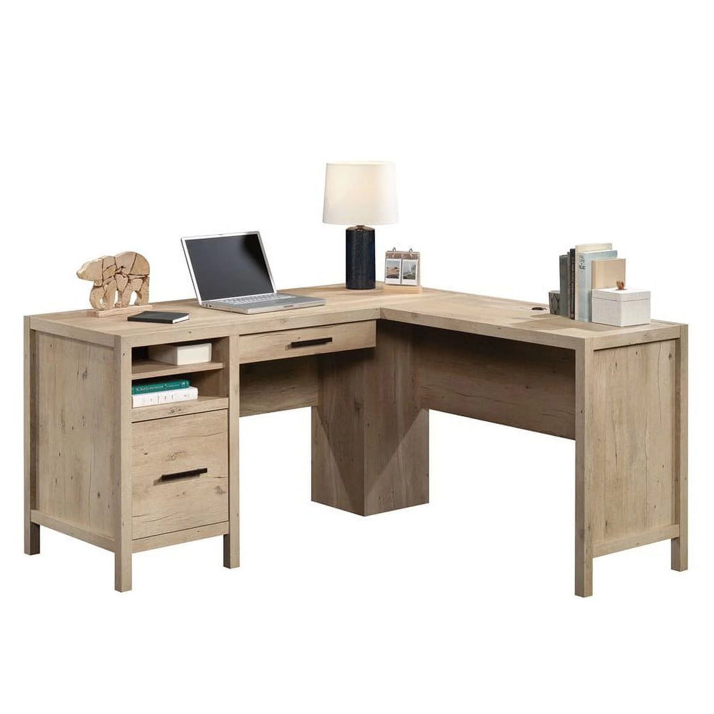 L-Shaped Engineered Wood Home Office Desk in Prime Oak A237117