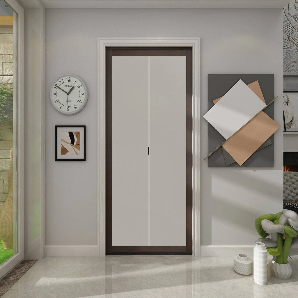 Mocha 1-Lite MDF Wood Frame Frosted Glass Interior Bi-Fold Closet Door F29310
