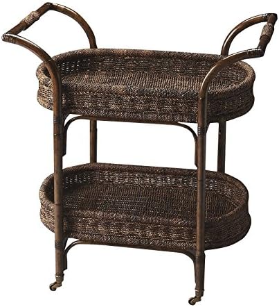 Medium Brown Rattan Bar Cart G21307