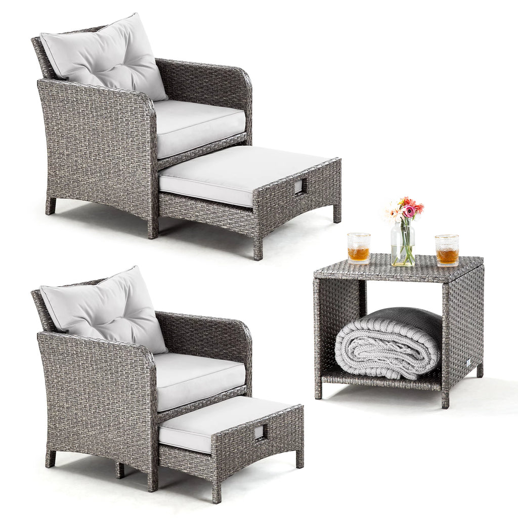 5 Pieces Wicker Patio Furniture Set with Ottomans Y99130