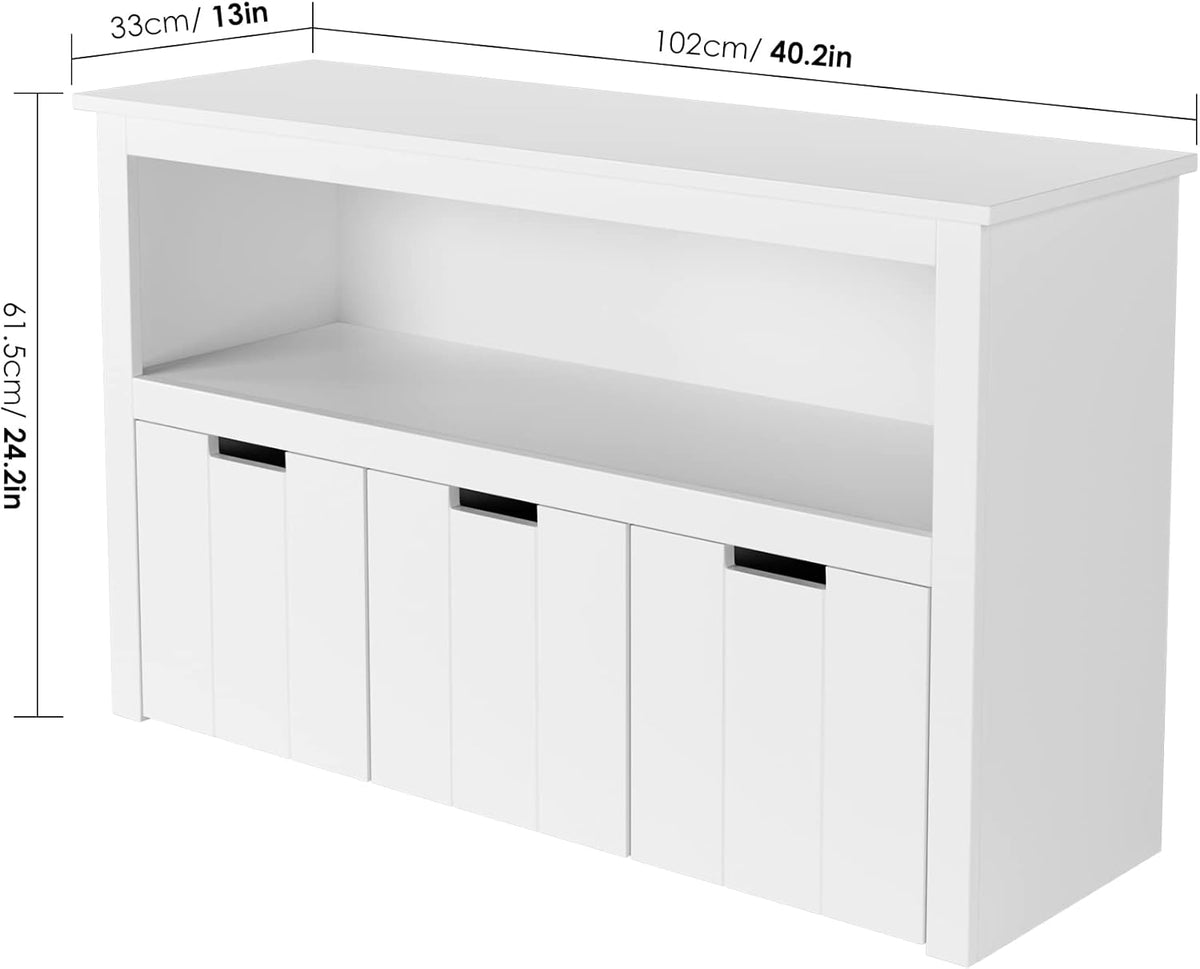 3 Drawers Floor Storage Chest with Wheels and Shelf S582