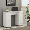 White Computer Desk with Drawers and Locker X290
