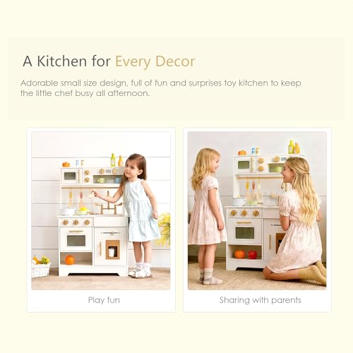 White Wooden Play Kitchen Set with Sink, Stove, Oven & Microwave E554571