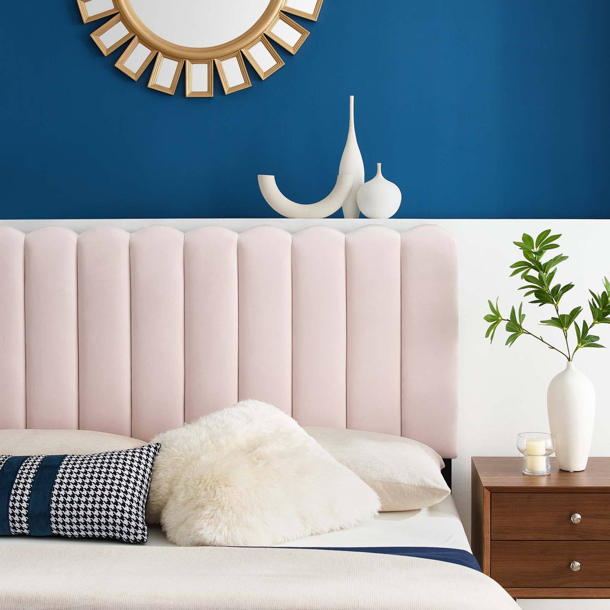 Pink Velvet Full/Queen Headboard H4643