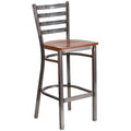 Metal Ladder Back Stool with Wooden Seat T720602