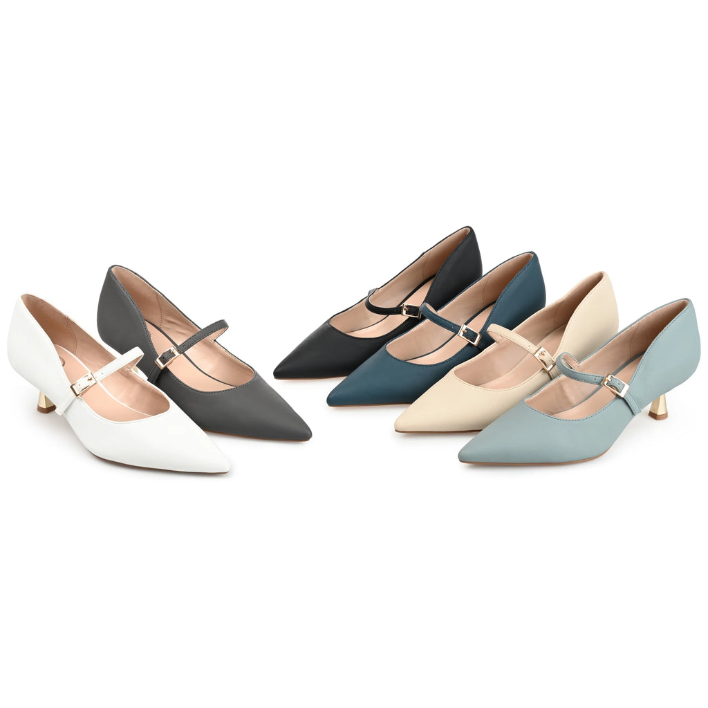 Pointed Toe Kitten Heel Mary Jane Pumps L354