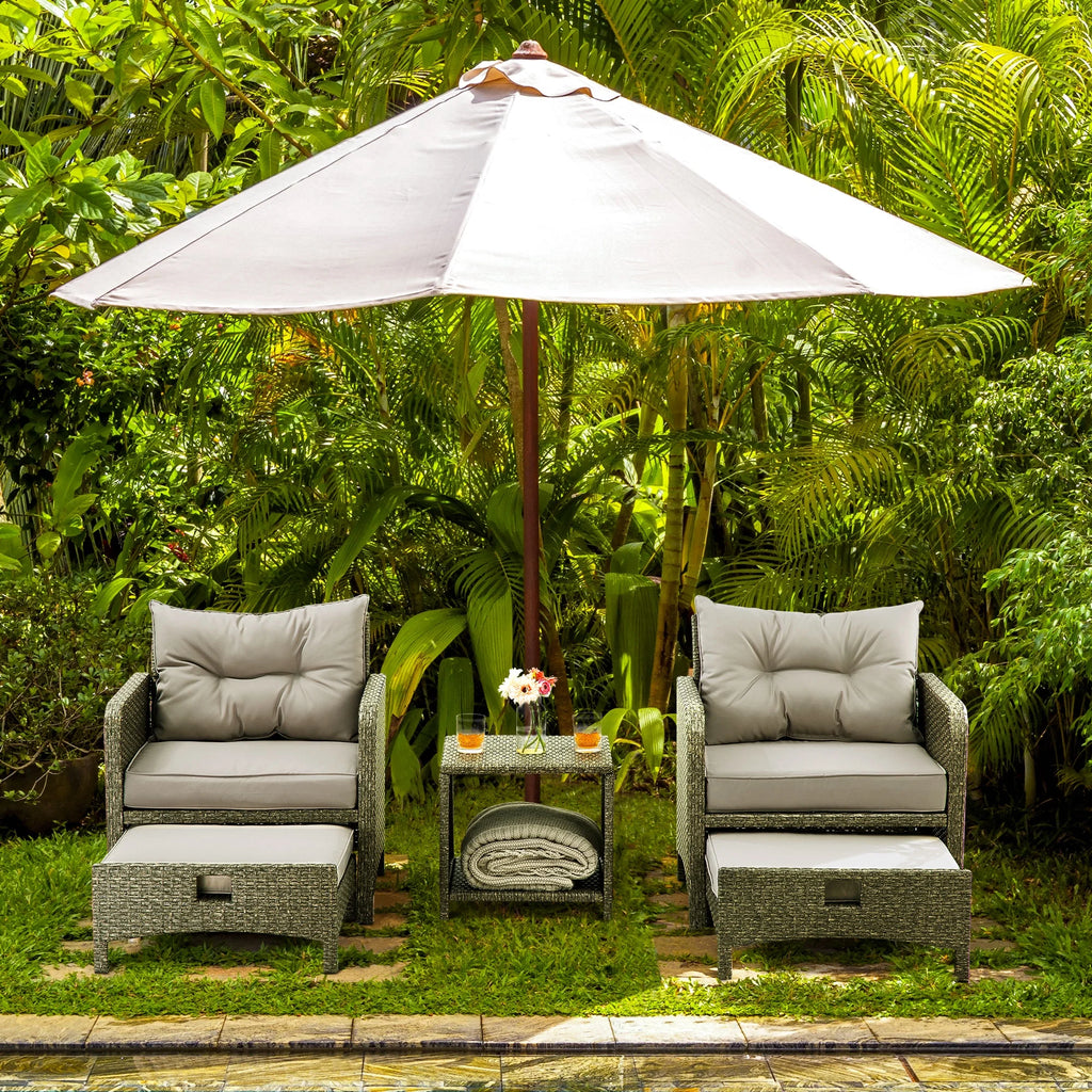 5 Pieces Wicker Patio Furniture Set with Ottomans Y99130