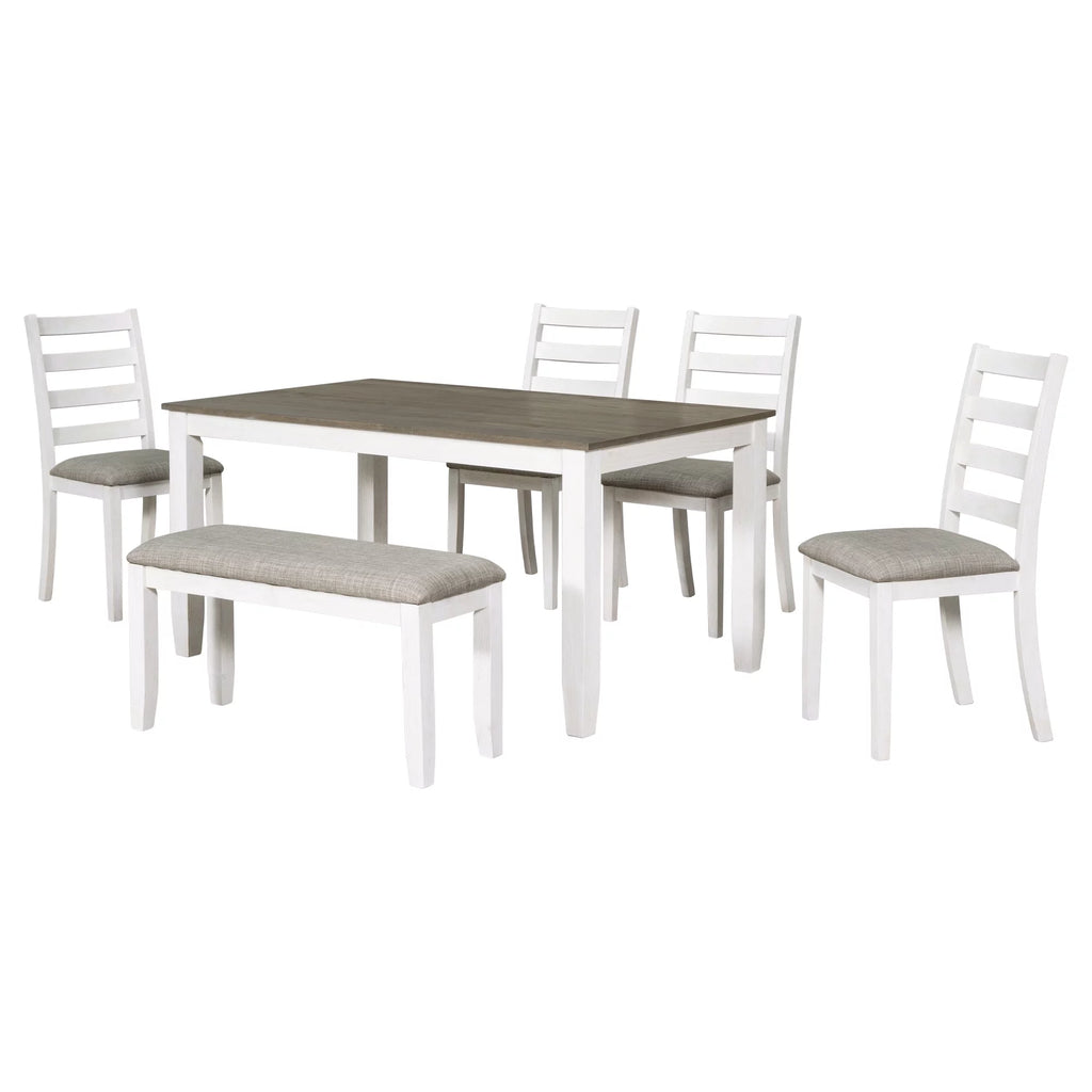 6-Piece Dining Table Set with 4 Upholstered Chairs and Bench T57729