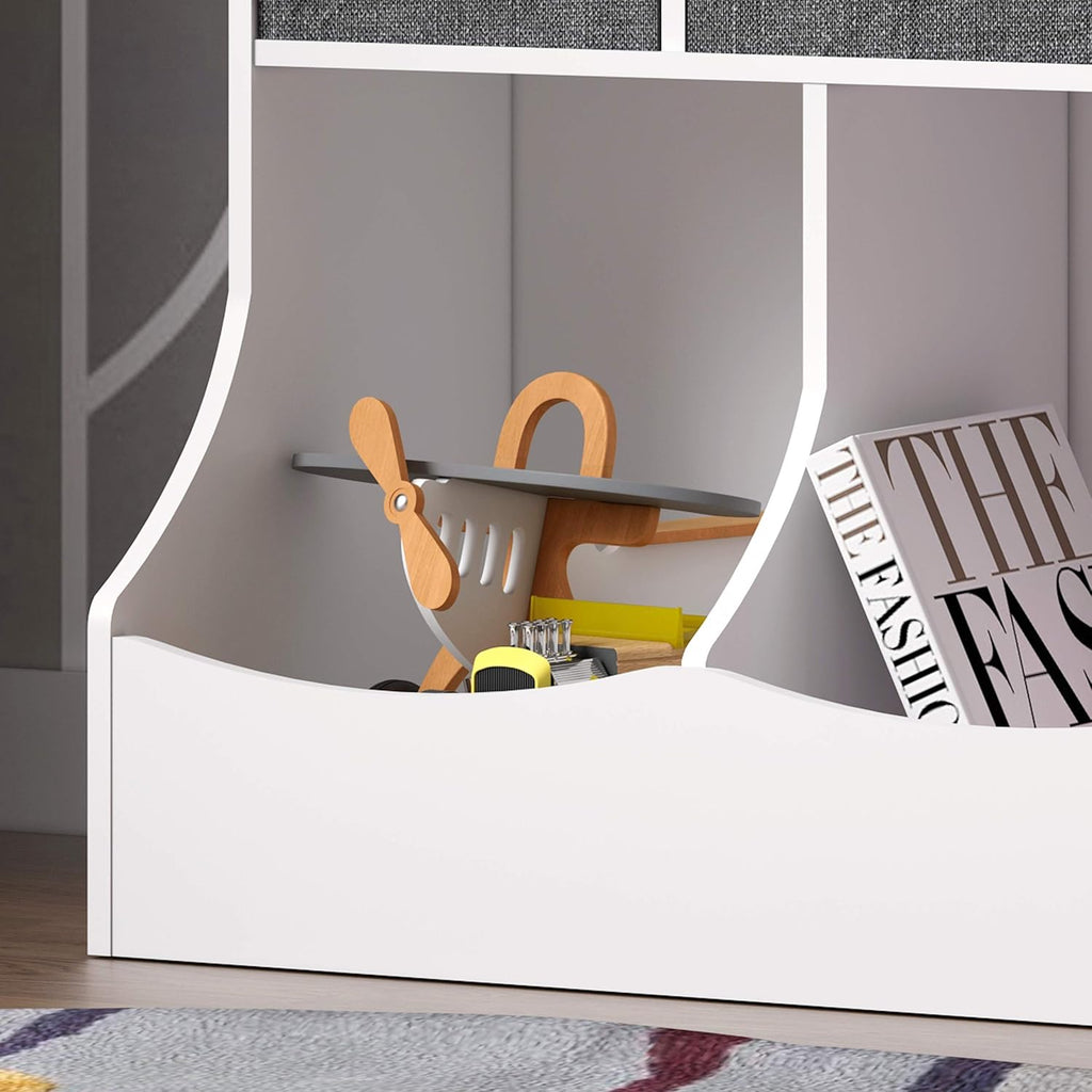 White Toy Storage Organizer with Bookcase A94881