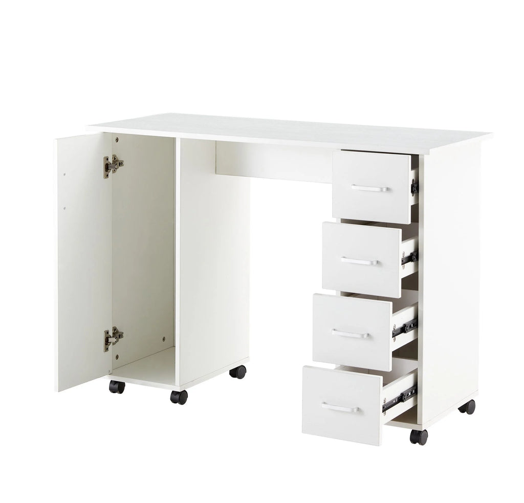 White Computer Desk with Drawers and Locker X290