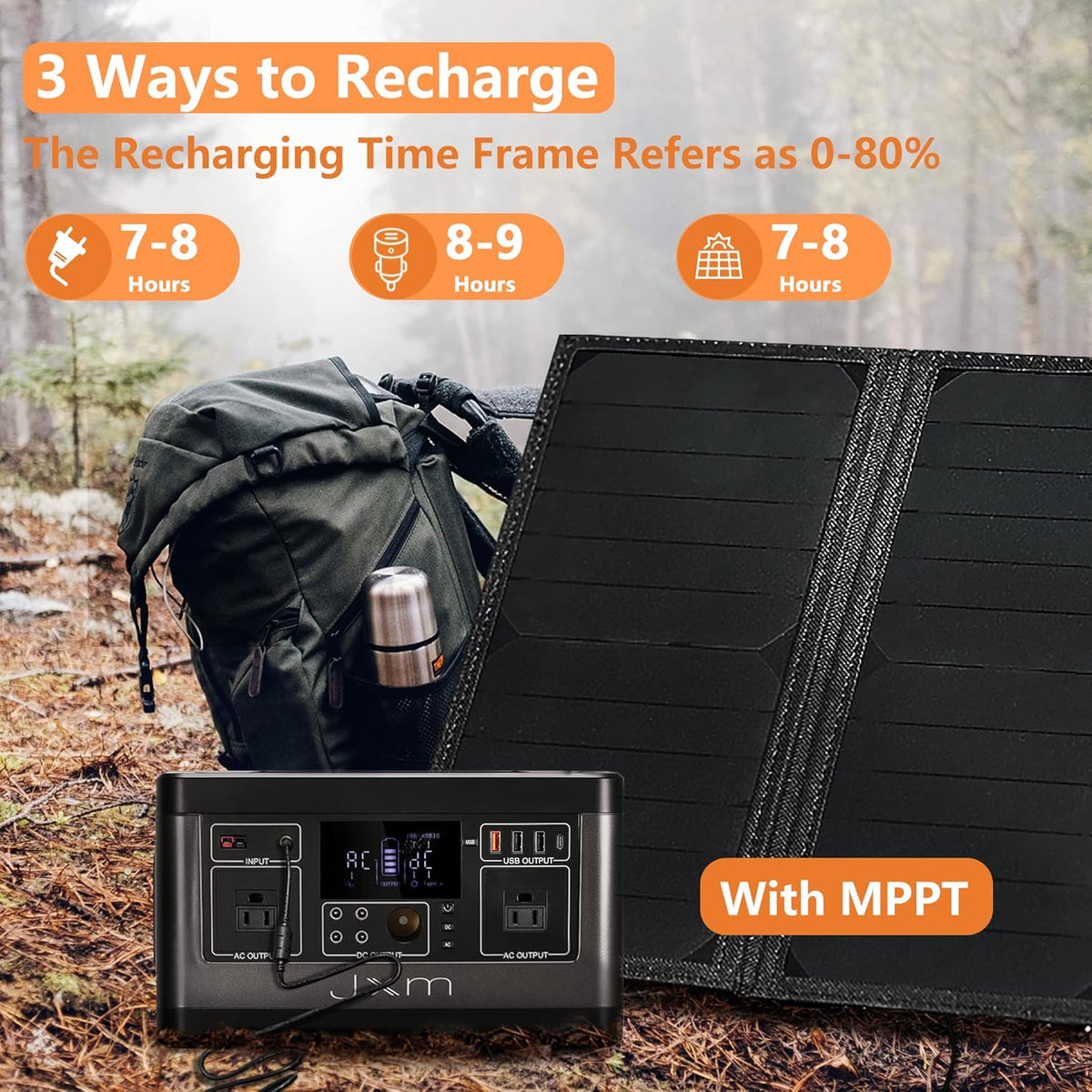 Portable Power Station 519Wh 500W Pure Sine Wave AC Outlet 12V DC P107328