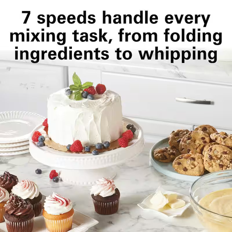 Black 4 qt. 7-speed Stand Mixer with Dough Hook, Whisk and Flat Beater Attachments U2040