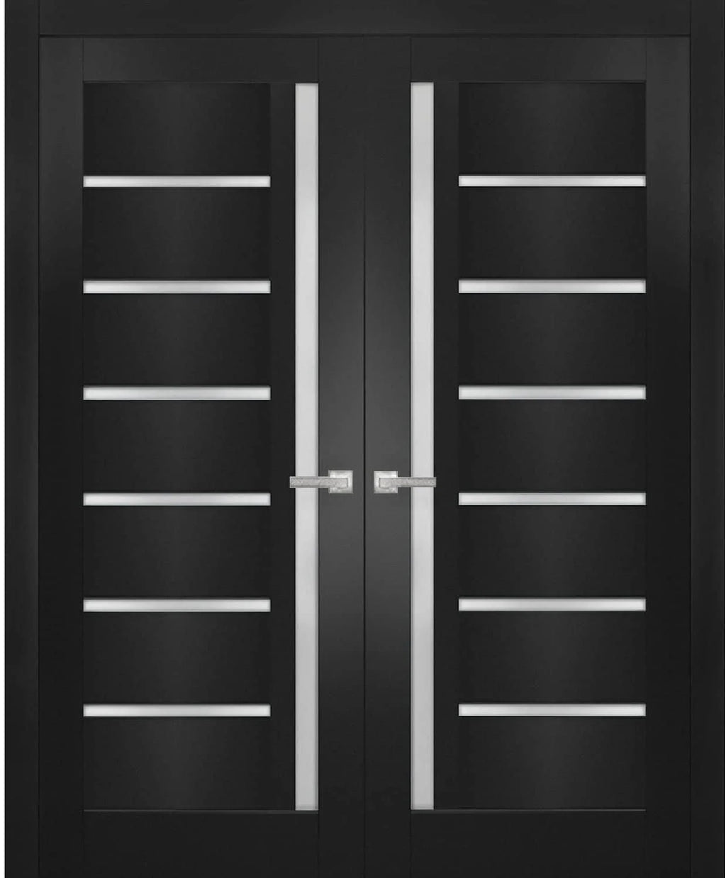Solid French Double Doors with Frosted Glass F987