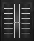 Solid French Double Doors with Frosted Glass F987