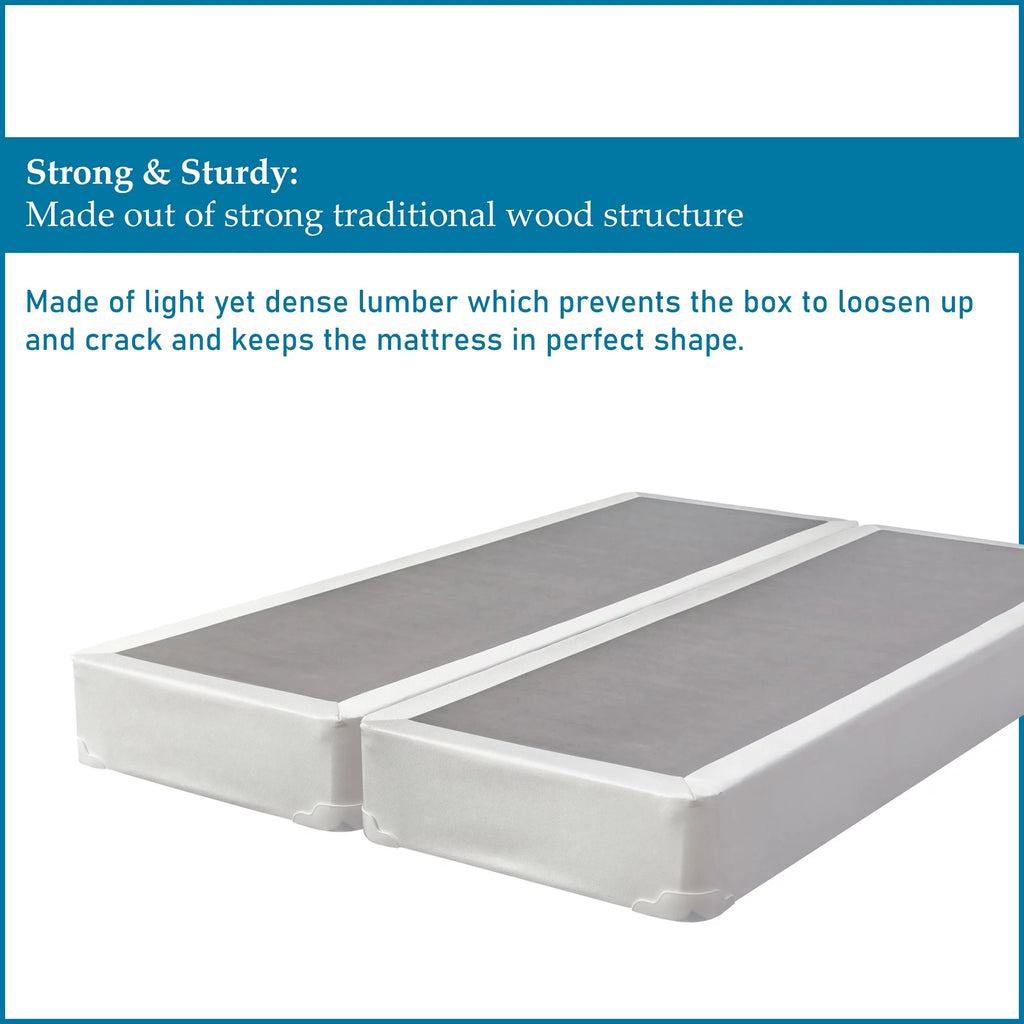 8" Split Wood Box Spring, King, White A5582