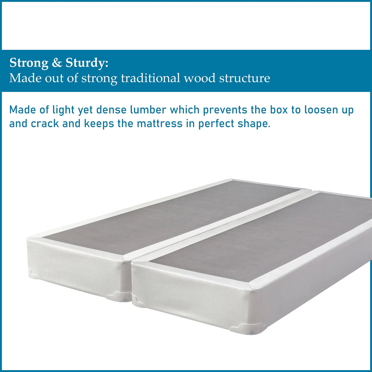 8" Split Wood Box Spring, King, White A5582