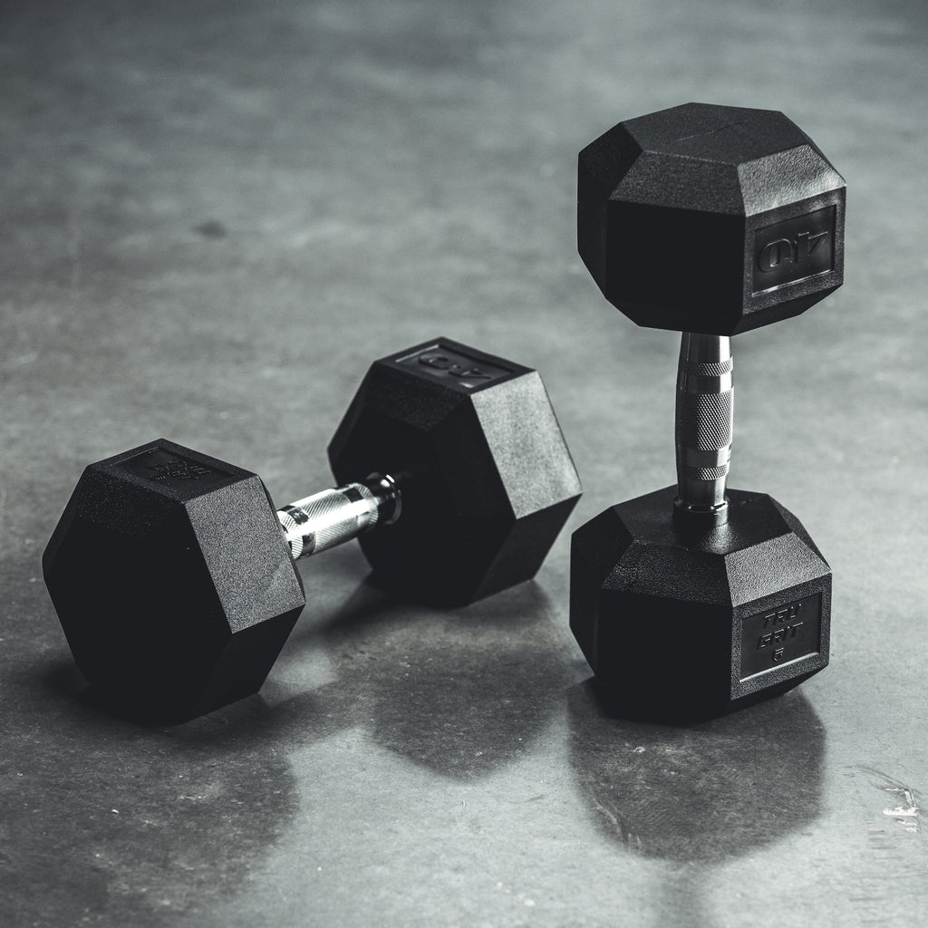 40lb Black Rubber Hex Dumbbell V538152