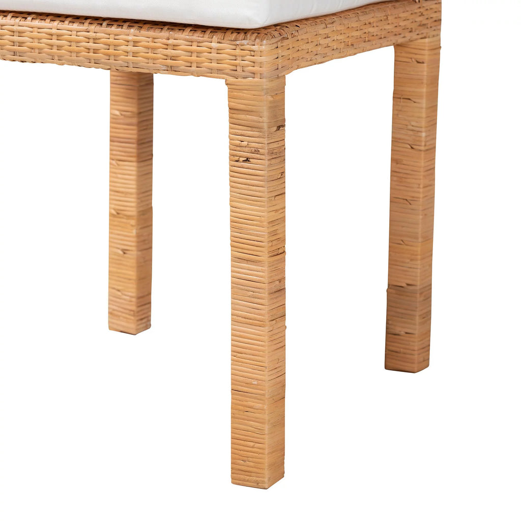 Natural Brown Rattan and Mahogany Wood 2-Piece Dining Chair Set A1075