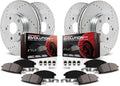 Front and Rear Carbon Fiber Brake Pads with Drilled & Slotted Brake Rotors Kit S915755