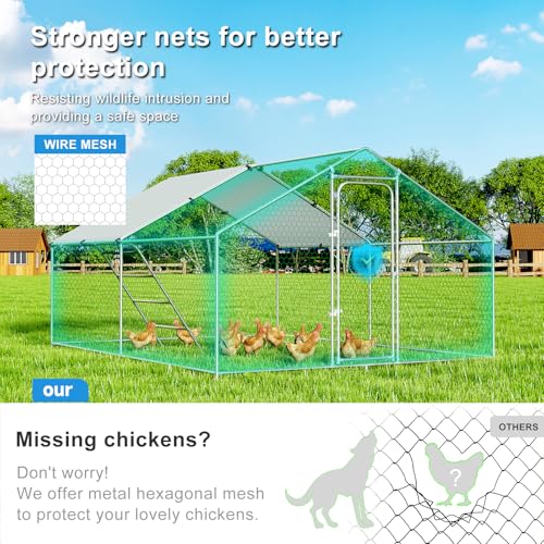 Large Metal Walk-in Chicken Coop with Cover S716547