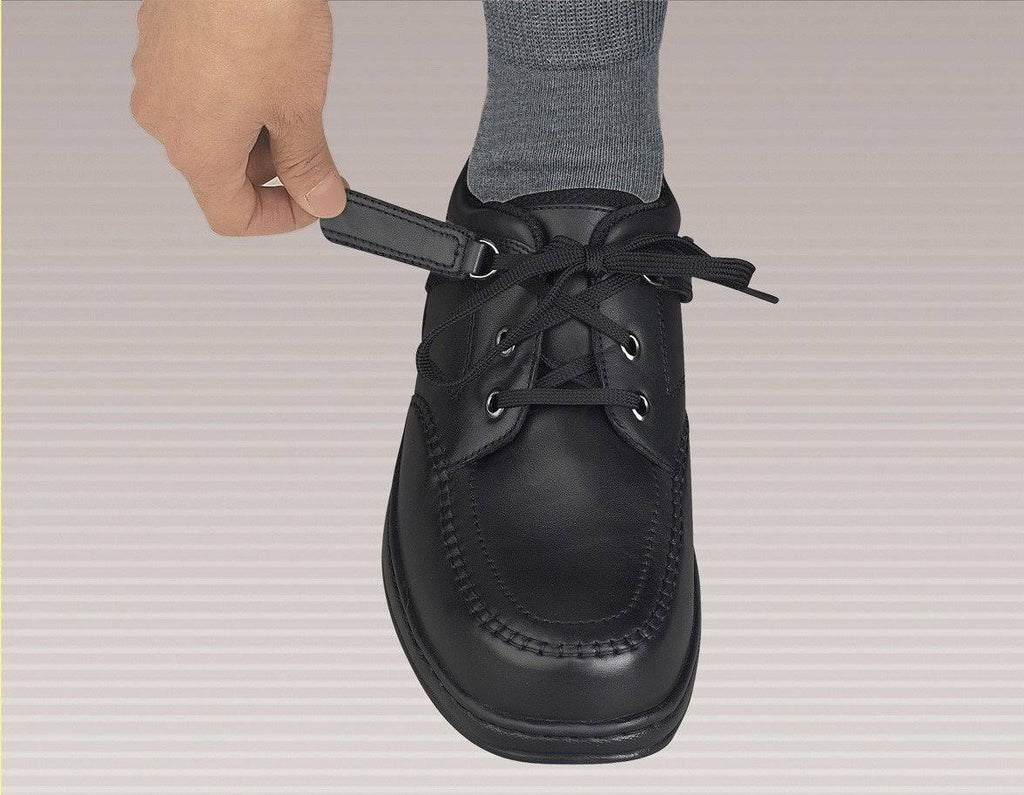 Black Leather OrthoFeet Shoes J1811