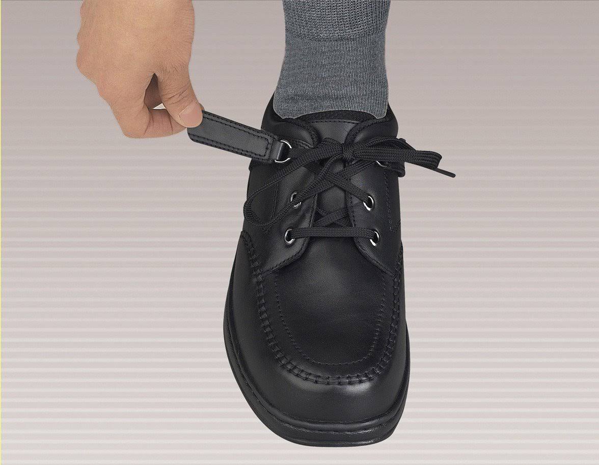 Black Leather OrthoFeet Shoes J1811