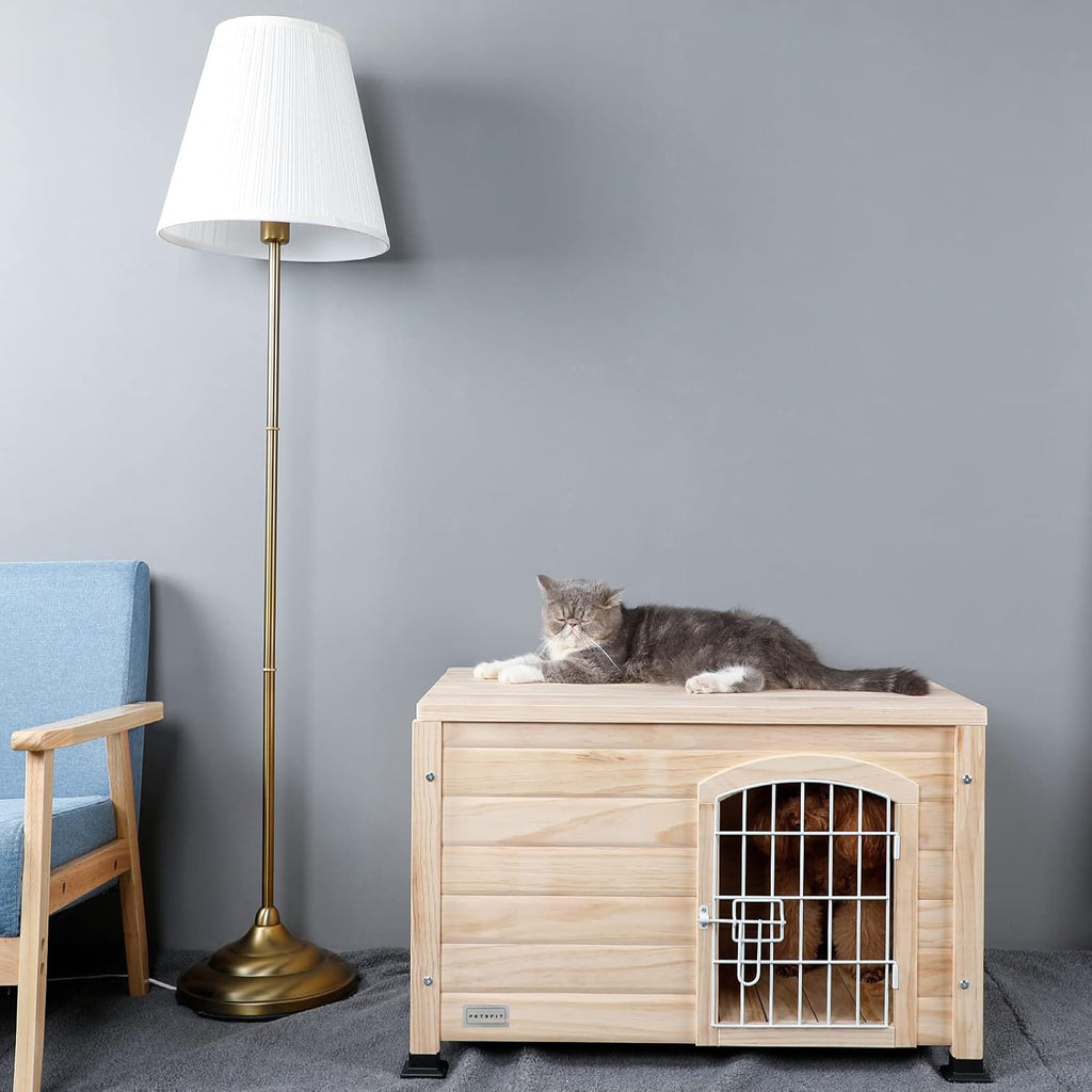 Indoor Wood Dog House with Elevated Floor G220