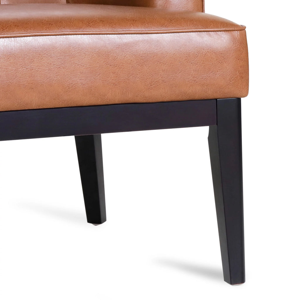 Cognac Brown and Dark Brown Faux Leather Tufted Club Chair W62094