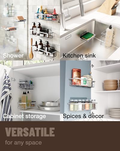 Black Adhesive Shower Caddy 6-Pack Y61935