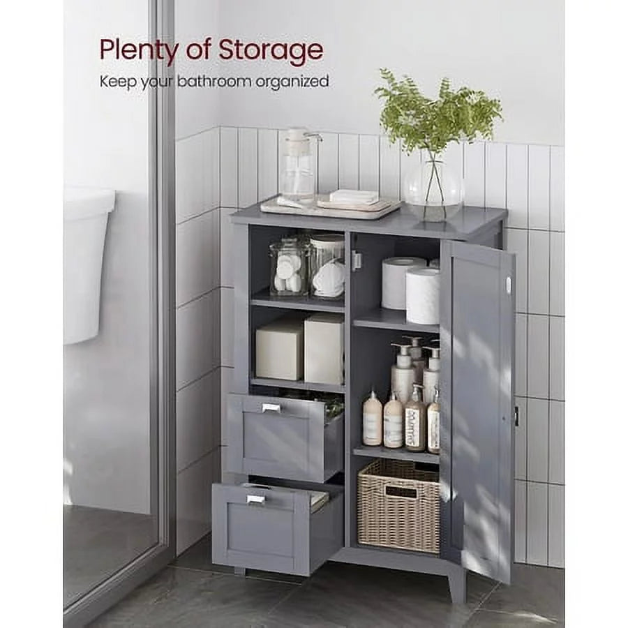 2 Drawers Freestanding Bathroom Storage Cabinet with Adjustable Shelves A168