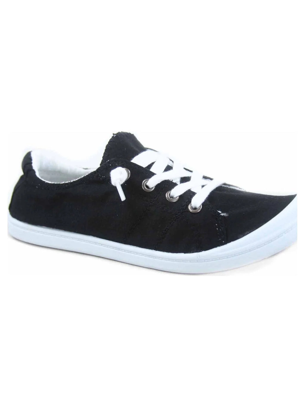 Black Slip On Round Toe Flat Sneaker Shoes S1964