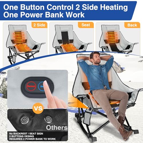 Oversized Heated Rocking Camping Chair with Pillow and Carry Bag F6979