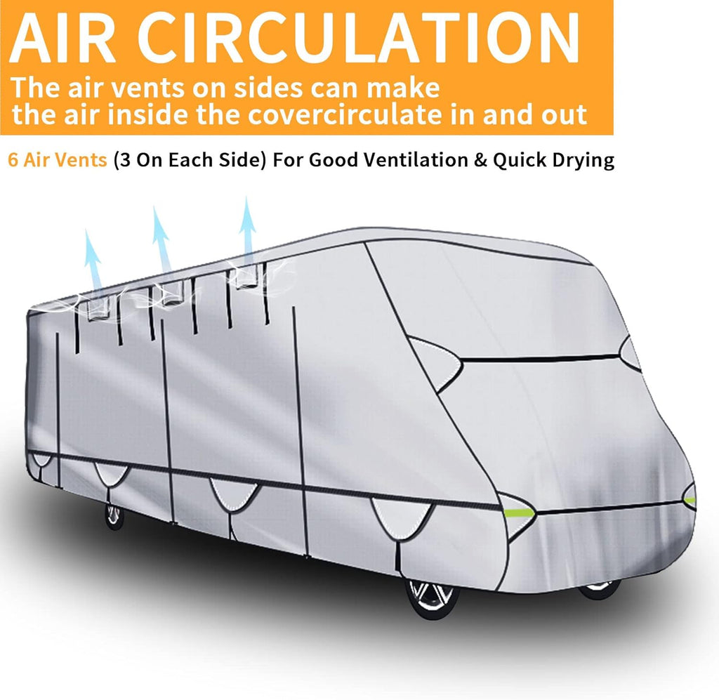 450D Double Oxford Cloth Travel Trailer RV Cover with Lashing Straps X221