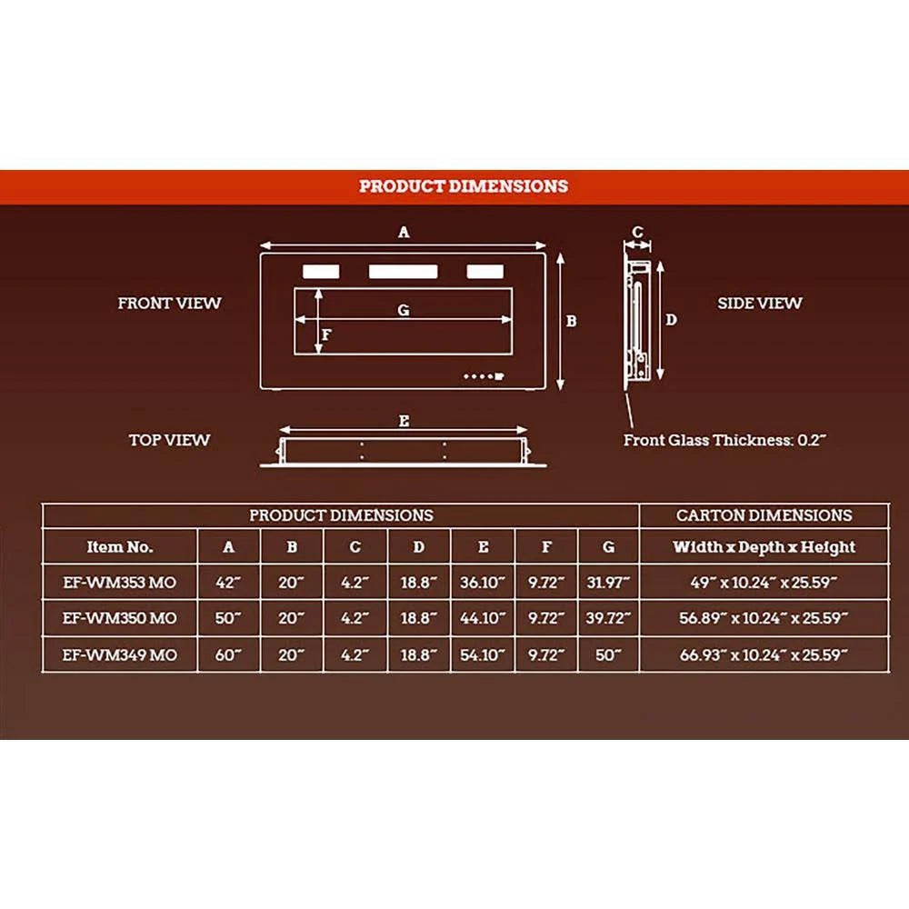 Black Wall-Mount Electric Fireplace I199283
