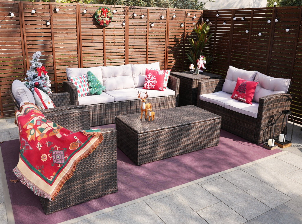 6-Piece Wicker Outdoor Sofa Set with Cushions H33591