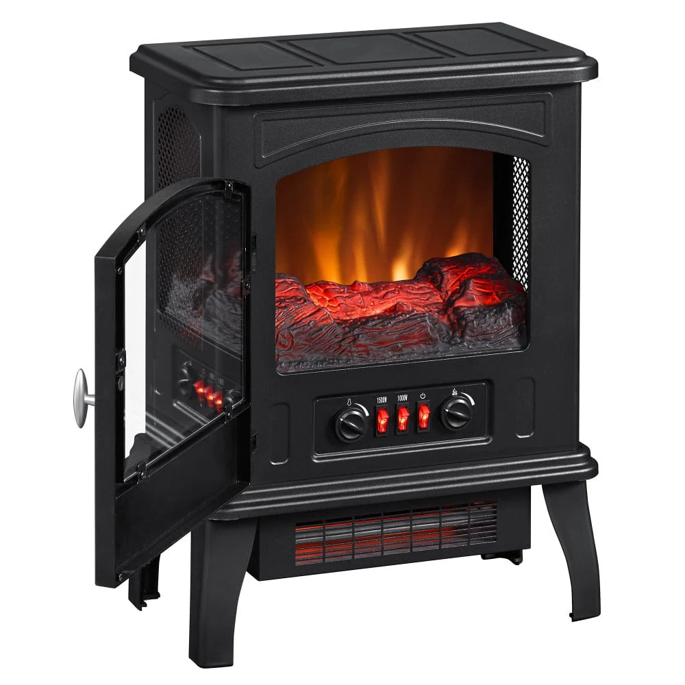 Black Infrared Quartz Electric Fireplace Stove Heater F8604